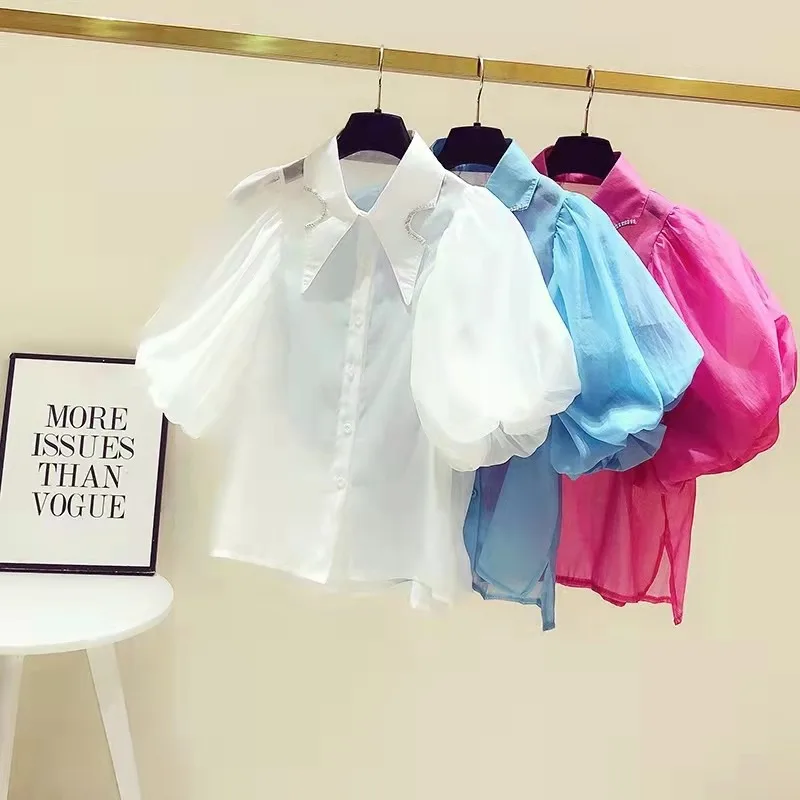 

Свободный ort Sve irt в стиле ретро, женский дизайн в горошек с бриллиантами, детский воротник Bubble Sve, новое поступление лета