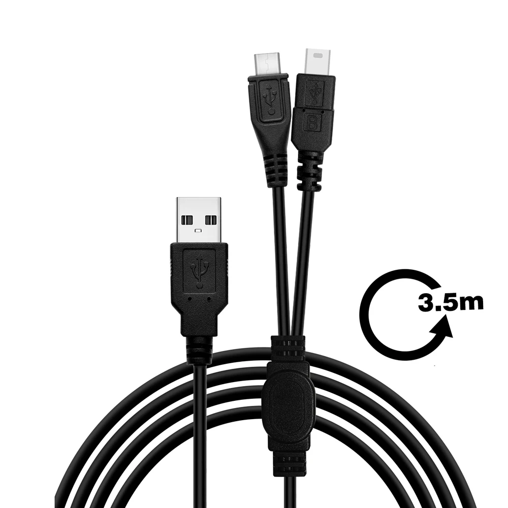 

10pcs 3.5M 2 in 1 USB Charging Cable Gaming usb Charger for ps3 For PS4 handle wireless game controller