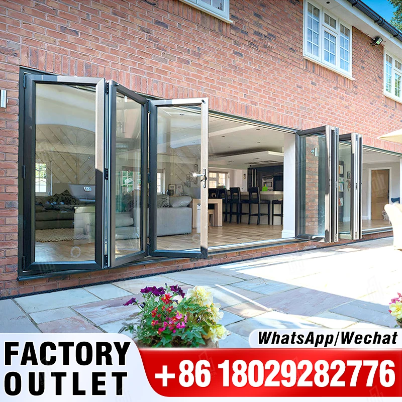 Wholesale Discount Aluminum Fashion French Style Folding Door With Division Bar Quick Deliver Sound-proof Oscaracso Patio Door