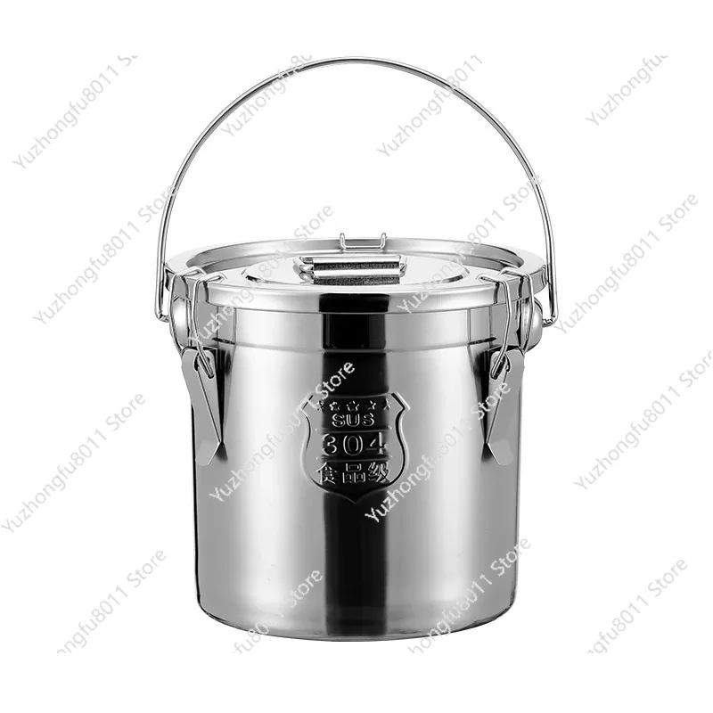 

304 Stainless Steel Sealed Bucket Food Bucket Oil Bucket Transport Sealed with Buckles Leak-proof Soup
