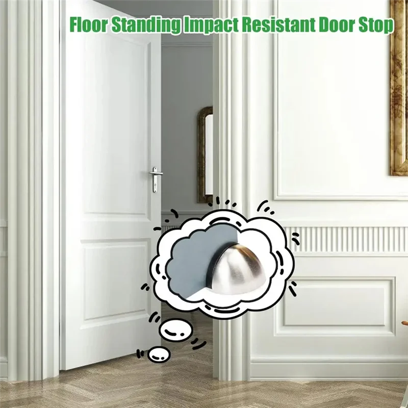 

TFORU-Floor Door Stoppers Stainless Steel Floor Door Stopper 4X Floor Door Stops Floor Mounted Door Stoppers For Studio Home