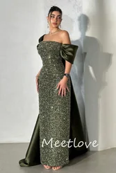 Meetlove Women Sheath Off Shoulder Fully Sequins Prom Dresses Evening Cocktail Gown Christmas Party Dress