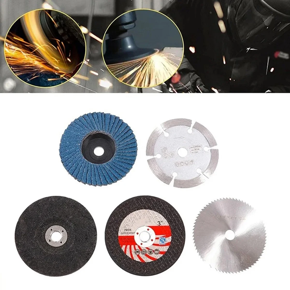 5pcs/set 75mm Cutting Disc 3inch Grinding Wheel Metal Woodworking Stone Marble Cutting Grinding Saw Blade For Mini Angle Grinder