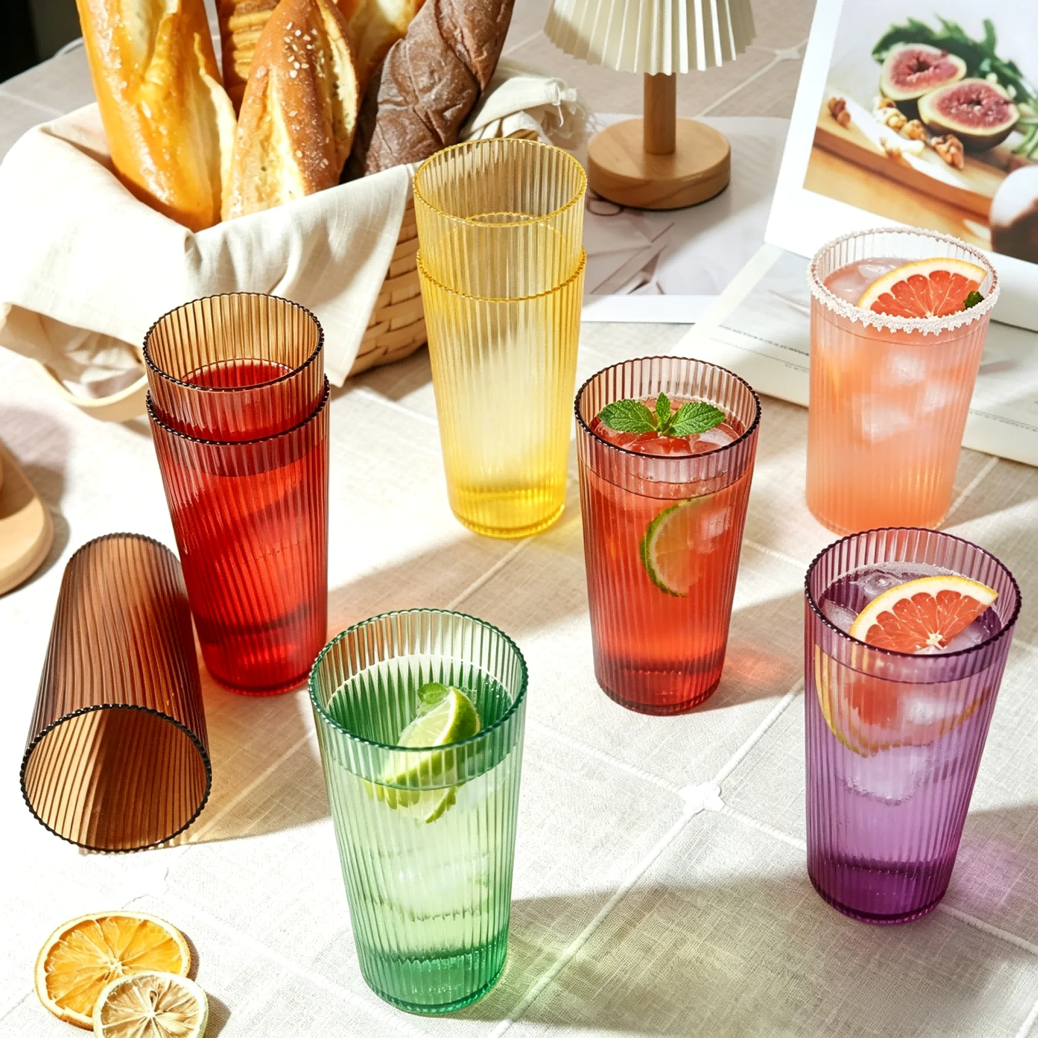Plastic Water Cup 8-Piece Set, 19oz Shatter-Resistant Kitchen Cups, BPA-No Acrylic Glasses, Ideal for Home, Bar, Parties