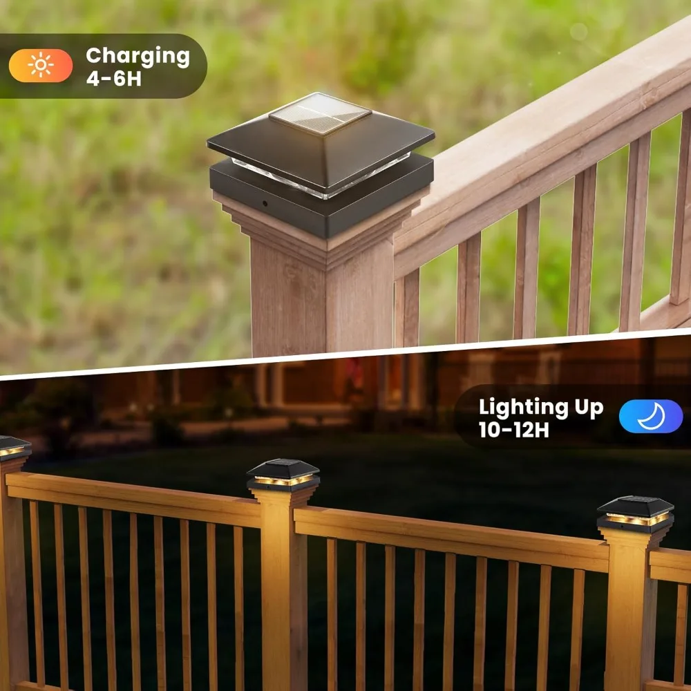 

Solar Post Cap Lights Outdoor 16-Pack, Black Waterproof Solar Powered Deck Fence Lights Fit 4x4 Wood/Vinyl Posts