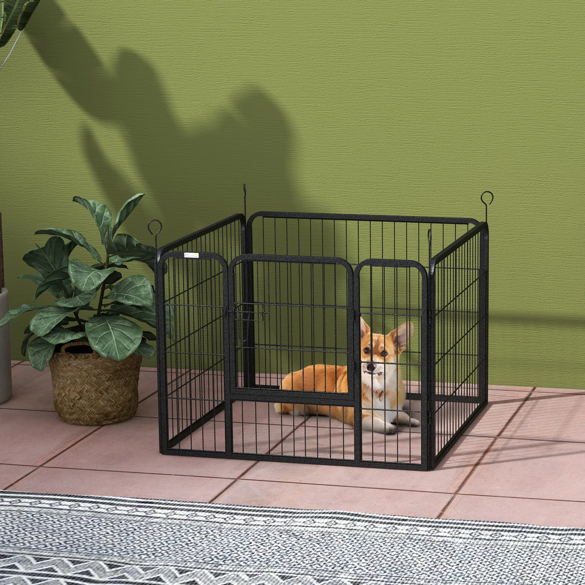 PawHut Dog Park 4 panels folding 82x82x60 cm with door latch