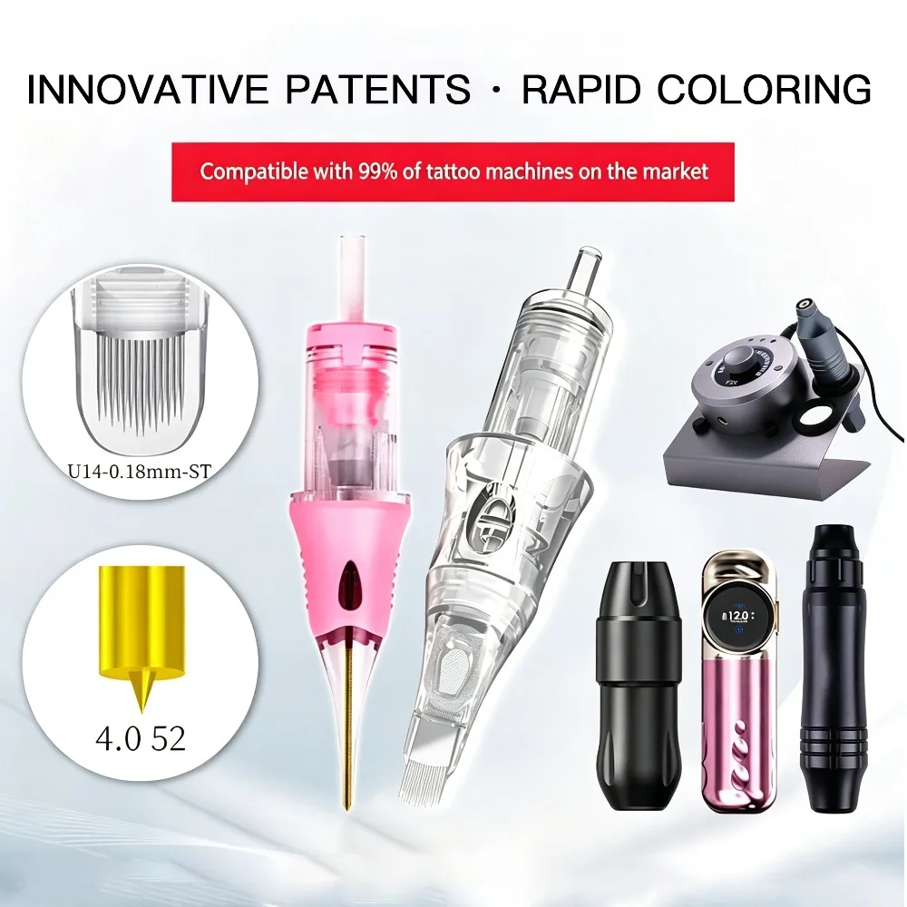 

10pcs Tattoo Cartridge Needles PMU Built-in Sponge Half-wall U14/0.18mm Tattoo Needle for Eyebrows Eyeliner Scalp SPMU Supplies