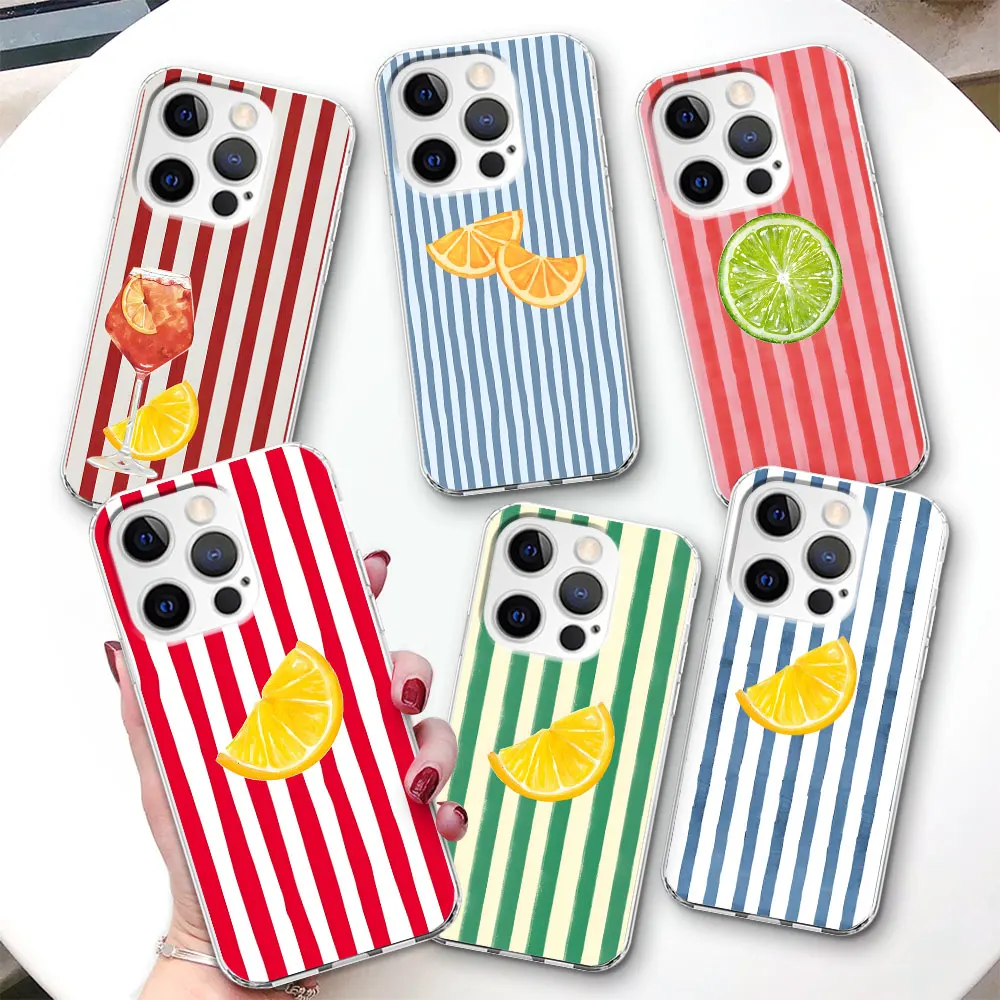

Чехол с лимонным крутым полосатым узором для iPhone 17, Air 14 12, 15 Pro 7, 8 Plus 13 Mini XR X XS Max SE 2022, прозрачный чехол из ТПУ для телефона
