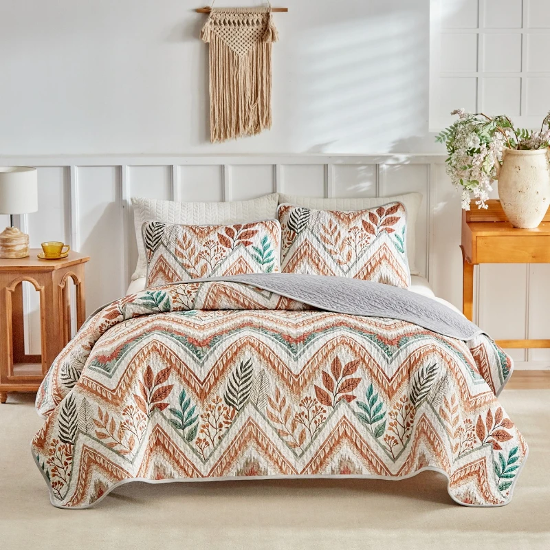 Quilted Geometric Bedspread Set 2