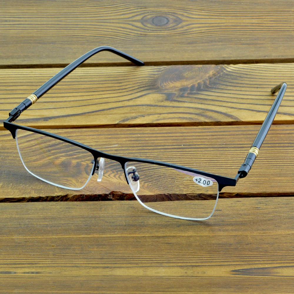 

Telescopic Temples Rectangle Half-rim Progressive Multifocal Reading Glasses +0.75 To +4 See Near and Far