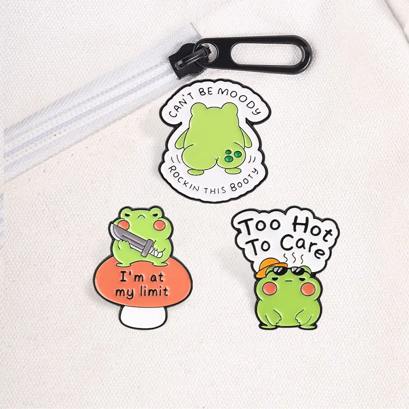 Funny Frog Mushroom Badge Pin Collection Cute Quote Brooch Lapel For Backpack Jacket Bag Teen Girl Gift Fashion Accessory