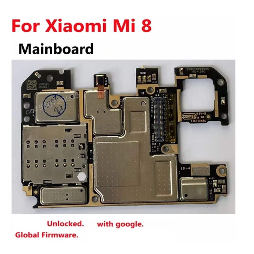 Good Working Unlock Mainboard For Xiaomi Mi 8 Mi8 M1803E1A Motherboard Circuits Card Fee Main Board Full Chips Flex Cable Plate