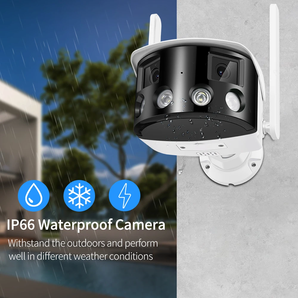 4MP Wireless Bulle ICSEE Camera Outdoor 180 Degree View Color Night Vision AI Human Detection Wireless Security IP IR Camera