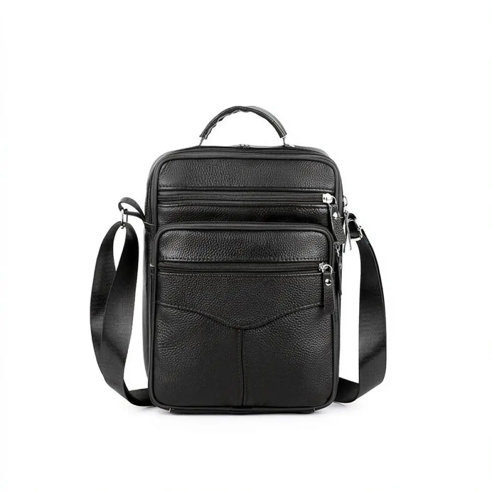 Mens Shoulder Bag Leather Crossbody Bag Business Travel Messenger Handbag Lightweight Waterproof Cowhide Casual Satchel