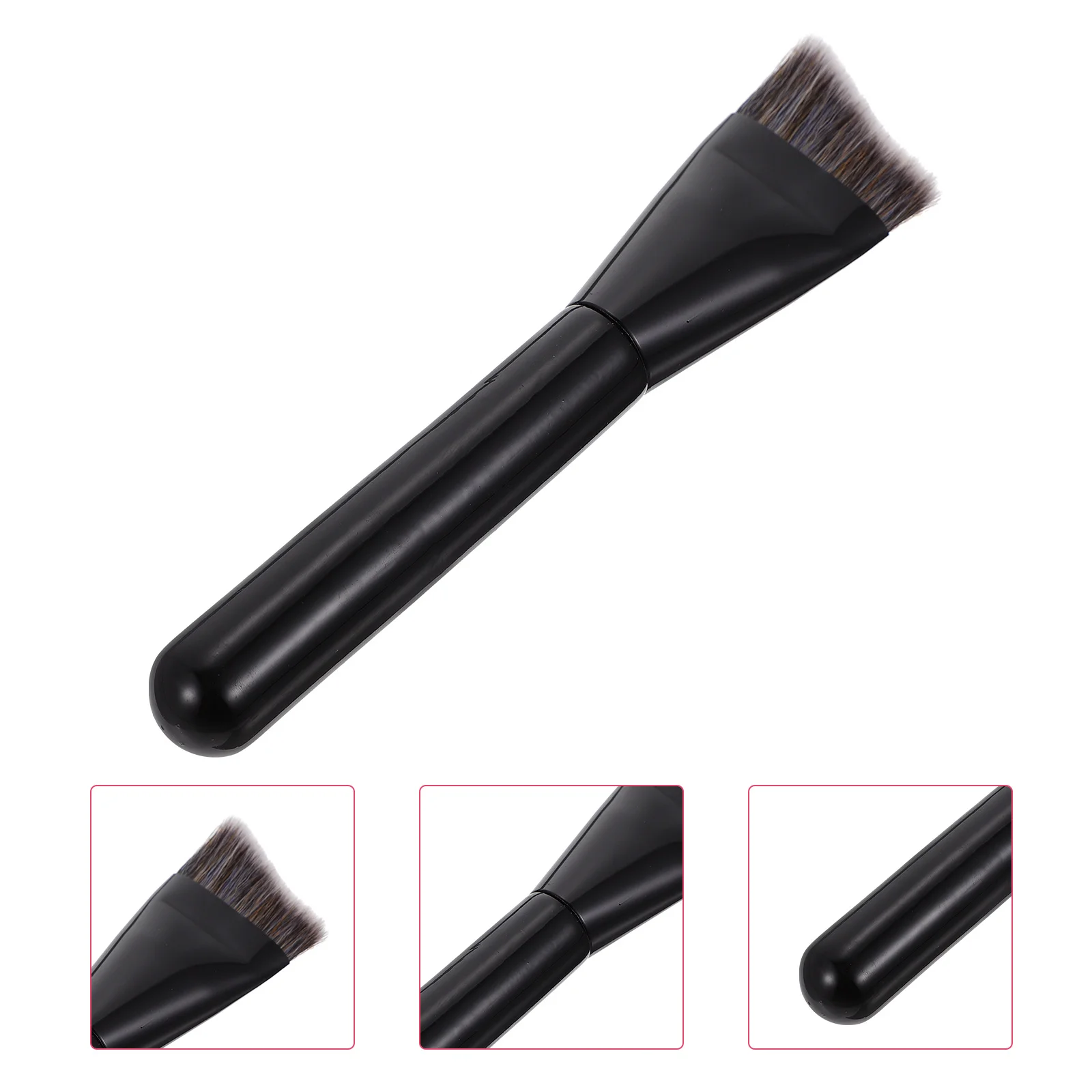 

1 pc Makeup Foundation Brush V-Shaped Contouring Tool For Face Sculpting Nose Shading Wooden Handle Black Professional Makeup