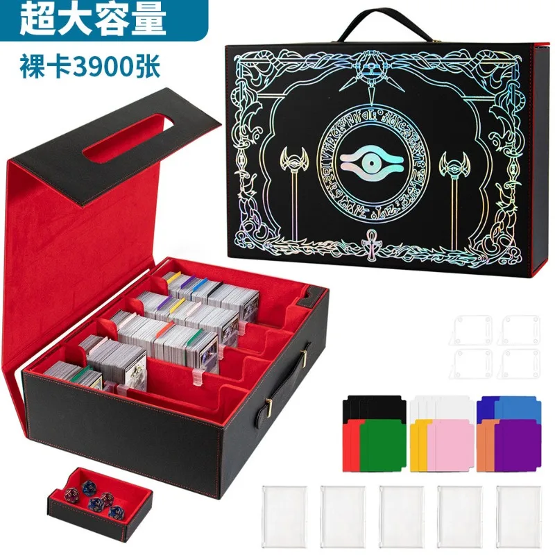 Yu-Gi-Oh！Large Capacity Millennium‑Eye PU Leather Five Rows of Card Boxes Storage Portable Trading Card Case Holds 3900 Cards