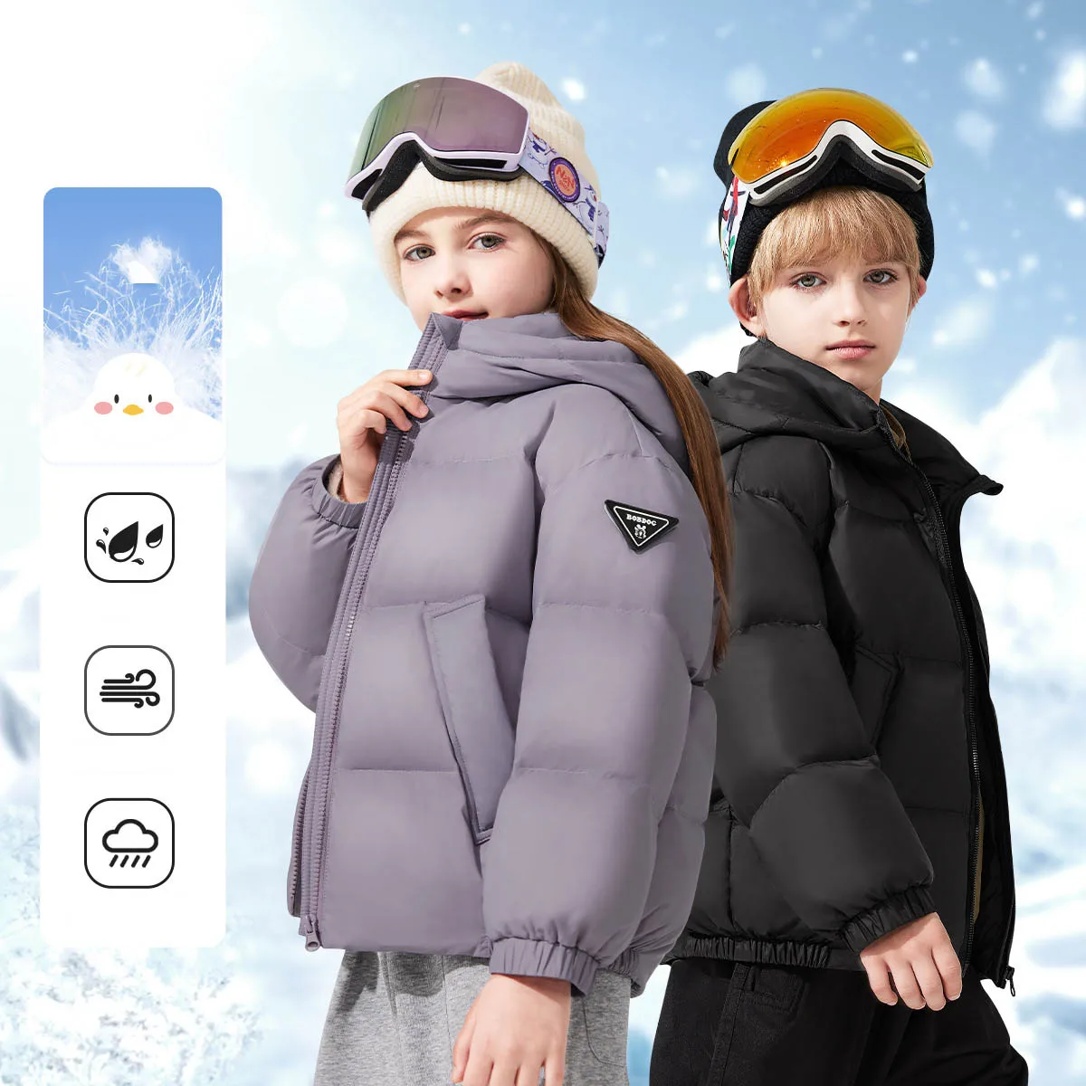 

Winter Children Boys Down Jackets Hooded Thicken Warm Toddler Kids Boys Outerwear Coat Sticker 4-12Y Junior Boys Puffer Jackets