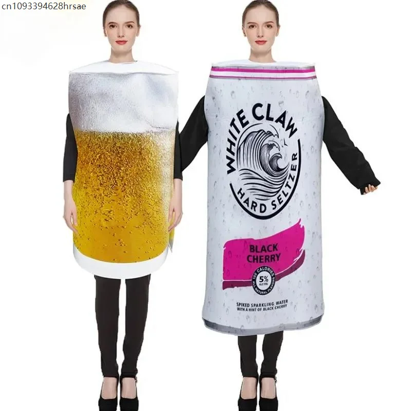 

Adult Funny Halloween Cosplay Party Sponge Beer Mug Costume Unisex Women Men Digital Print Stage Show Costume Fancy Dress