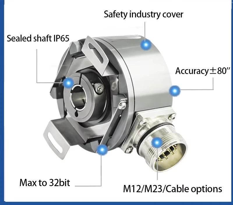 Absolute hollow shaft encoder multi-turn motor servo motor encoder KM60 stainless steel rotary encoder 16/17/19/20/22/24 bit