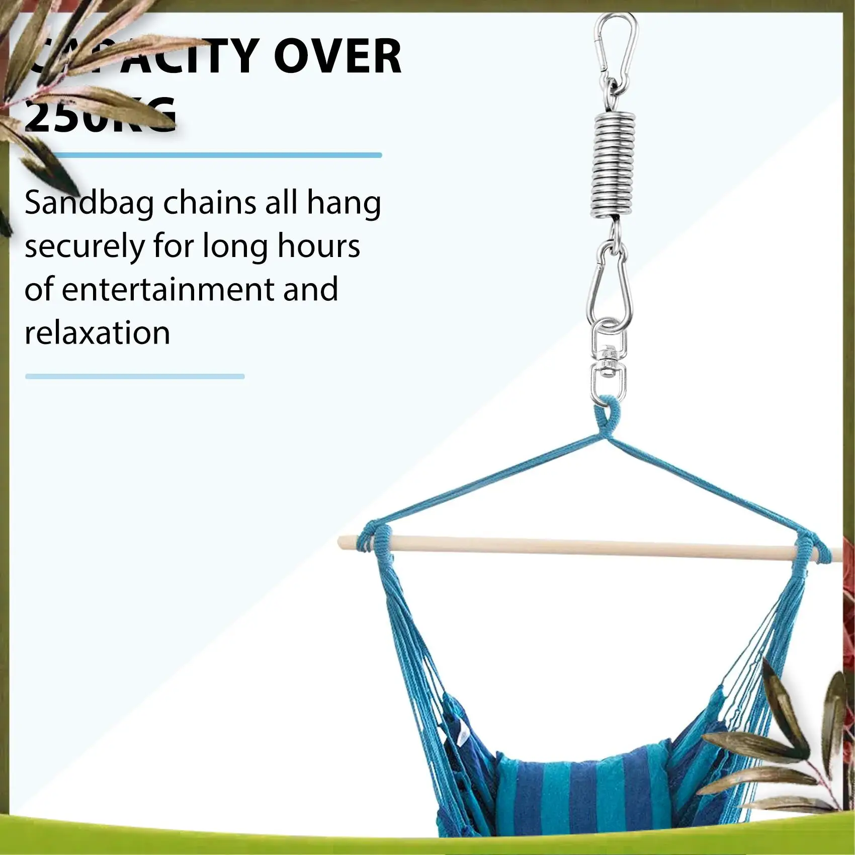 

Надежная поворотная цепь из нержавеющей стали с карабинами и пружиной, емкостью 1000 фунтов для тяжелых сумок, качелей в тренажерном зале, гамака