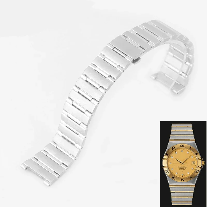 Solid Fine Stainless Steel Watch Strap For Omega Constellation Watchband Silver Wrist Bracelet Fold Buckle 16mm*11mm  22mm*14mm