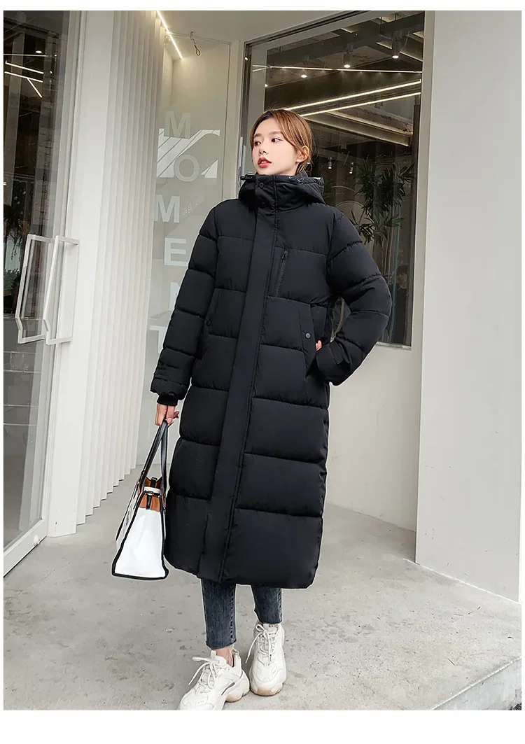 Women Parkas Coats Hooded Jackets Solid Pocket Zipper Long Sleeves Thick Slim Fit Wide Waist Elegant Casual  Autumn Winter