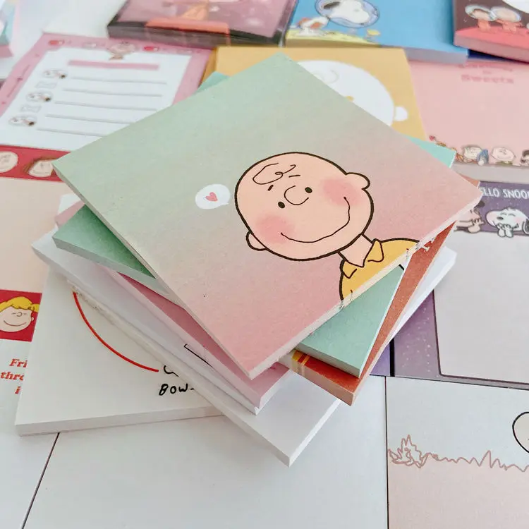 Snoopy Charlie Cartoon Girl Sticky Notes Sticky Scratch Pad Kawaii Handbook Memo Note Notebook Study Supplies Stationery Gift