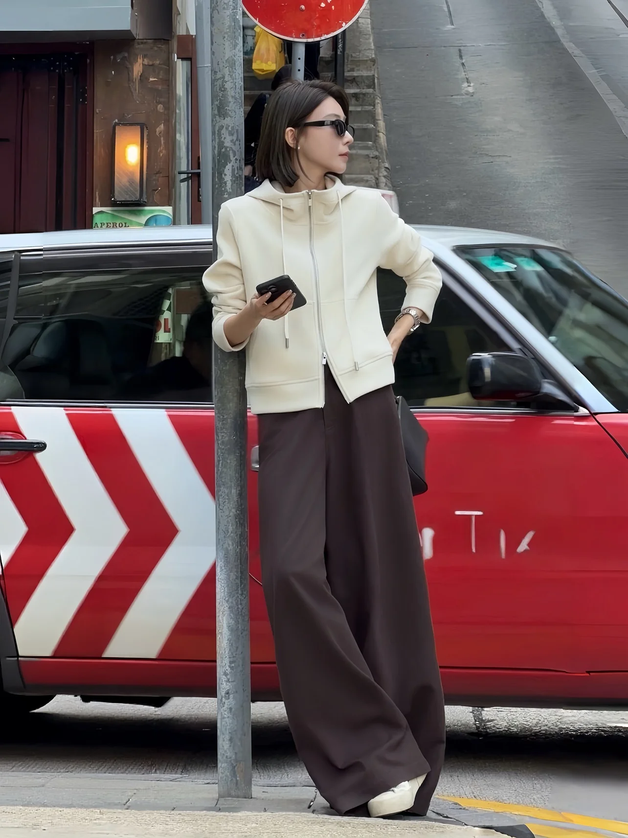 

Zhou Casual Hooded Double Zipper Sweatirt Jaet Autumn Winter New Arrival Ele mat Sle Women's Coat