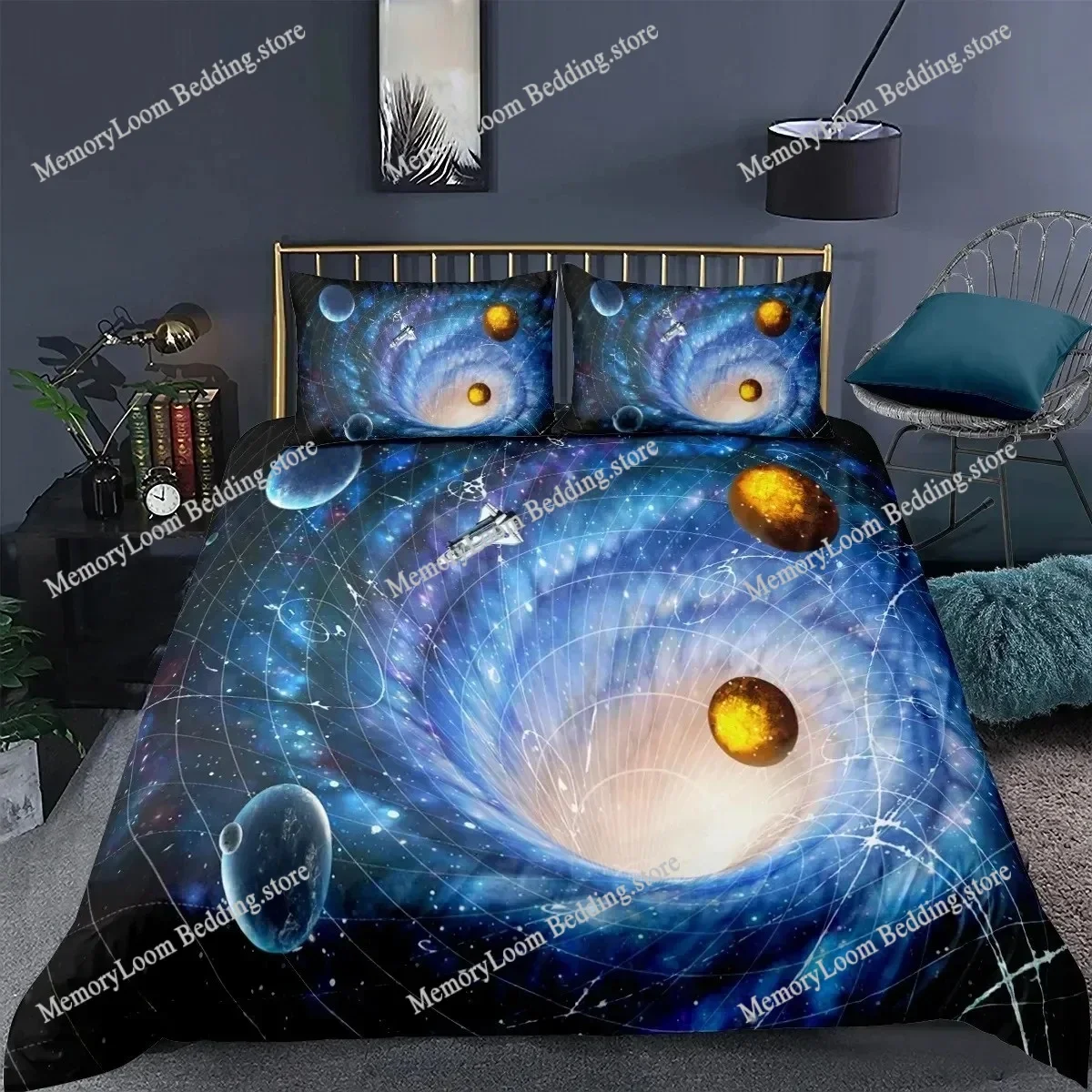 Starry Sky Galaxy Duvet Cover Outer Space Bedding Set For Boys Girls Teen Microfiber Cosmos Solar System Planet Comforter Cover