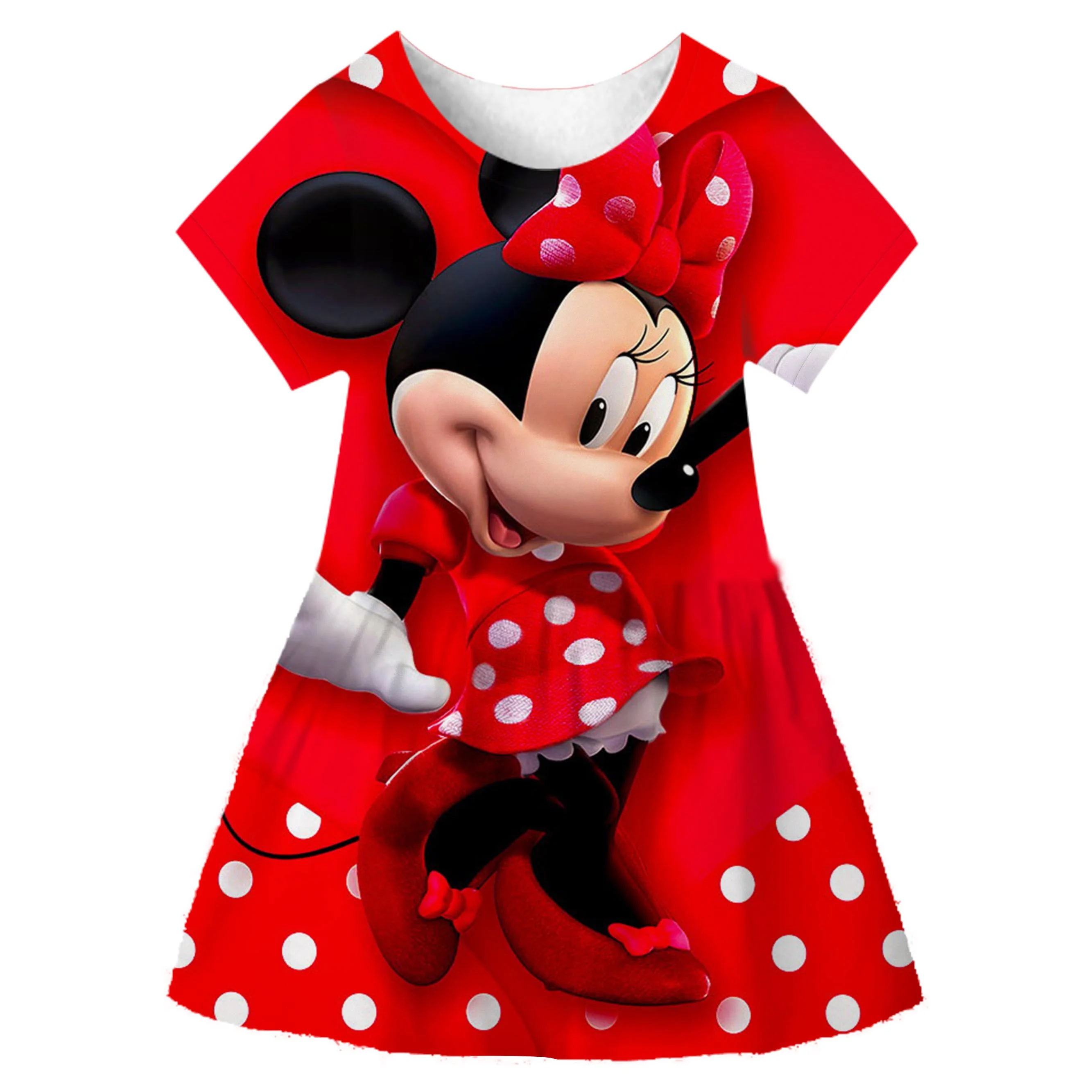 Girls Princess Dress For Kids Summer Cartoon Minnie Mouse 3D Short Sleeve Dresses Birthday Party Dress For Baby Toddler Clothes