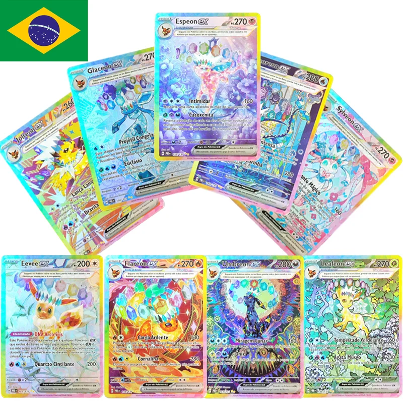 

Ptcg Brazil Portuguese Scarlet & Violet Prismatic Evolutions Series Umbreon Sylveon Leafeon Eevee Ex Game Card Proxy Toy