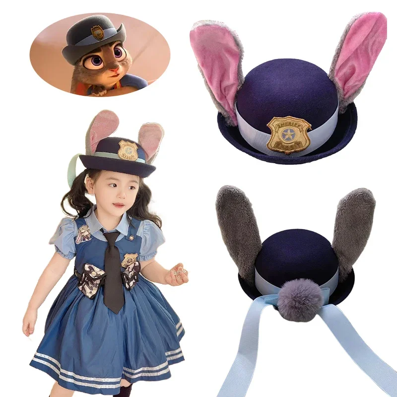 Kids Judy Hat Zootopia Judy Hopps Cosplay Hat Movie Zootropolis Rabbit Police Cap Children Halloween Party Costume Accessories