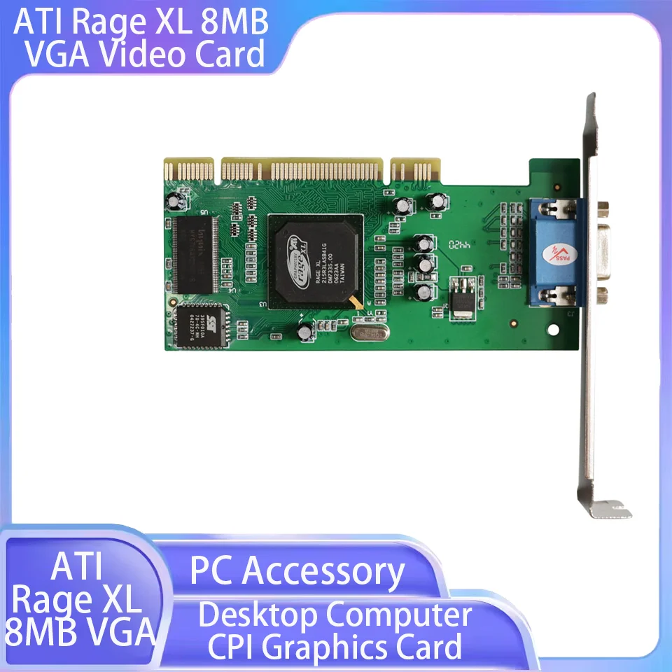 

PC PCI Internal Graphics ATI Rage XL 8MB VGA Video Card Support Multi-Display Mode Supports All Motherboards With PCI Slots