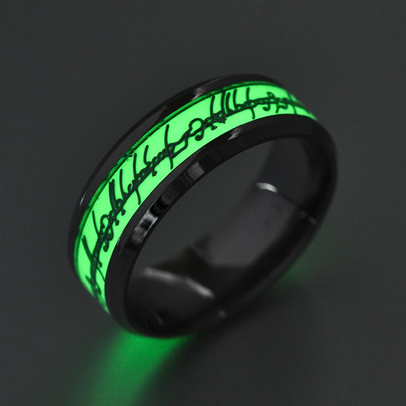 Bague Dragon lumineuse à la mode, cœur d'amour rétro, anneaux fluorescents en acier inoxydable pour hommes, bagues de Couple, bijoux de luxe, cadeau