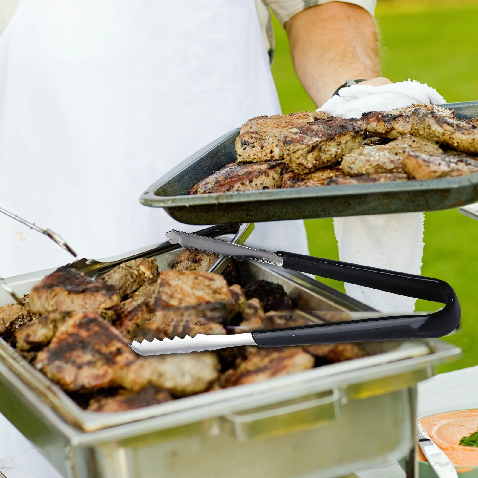 

Rubber Ice Tongs Stainless Steel Serrated Grip For Restaurant Bar Catering Kitchen Home Use Black Silver 6.7 Inch