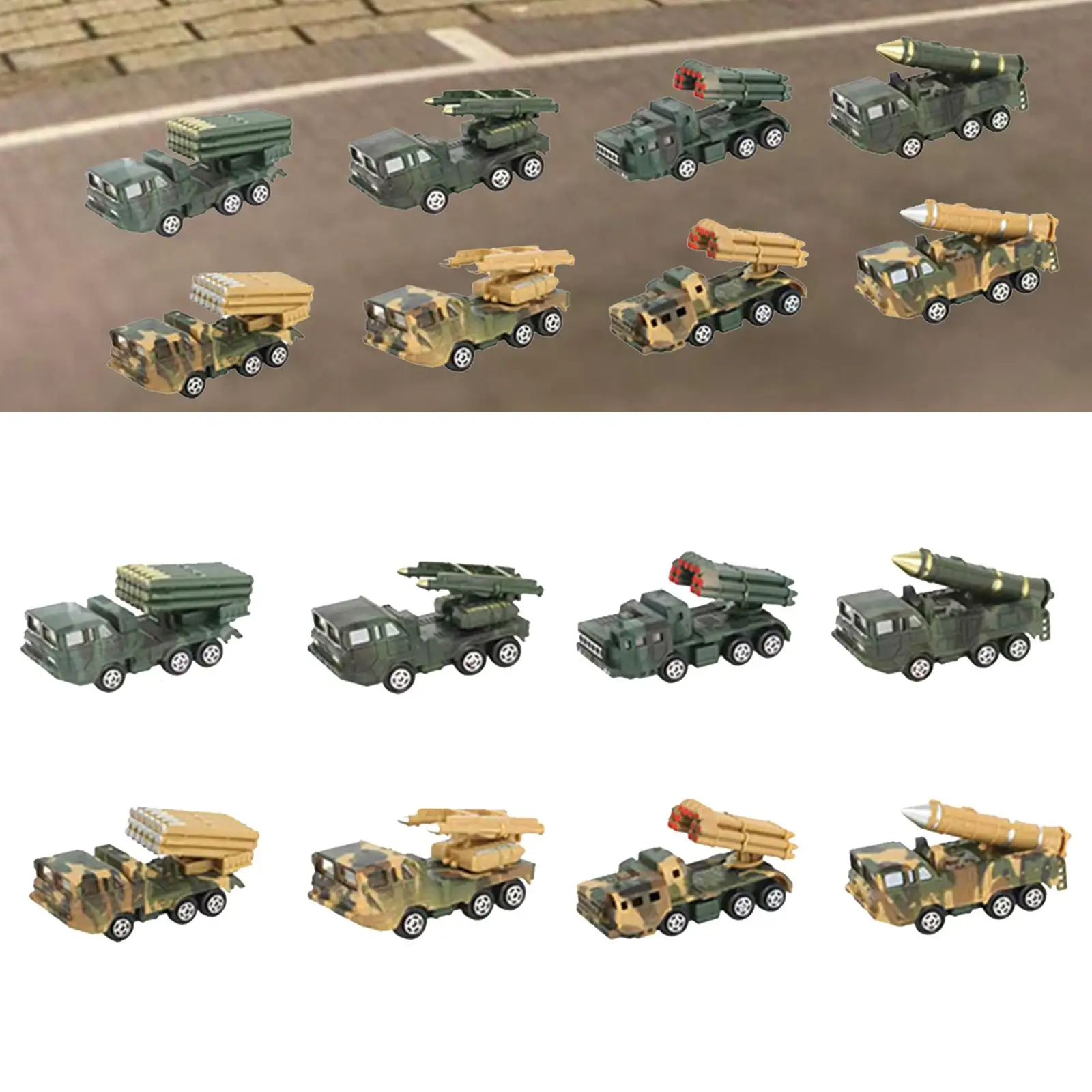 8 Pieces 1/64 Scale Miniature Truck Models Miniature Landscape Decor Education Toy Transport Toy Mini Vehicle for Children Boys