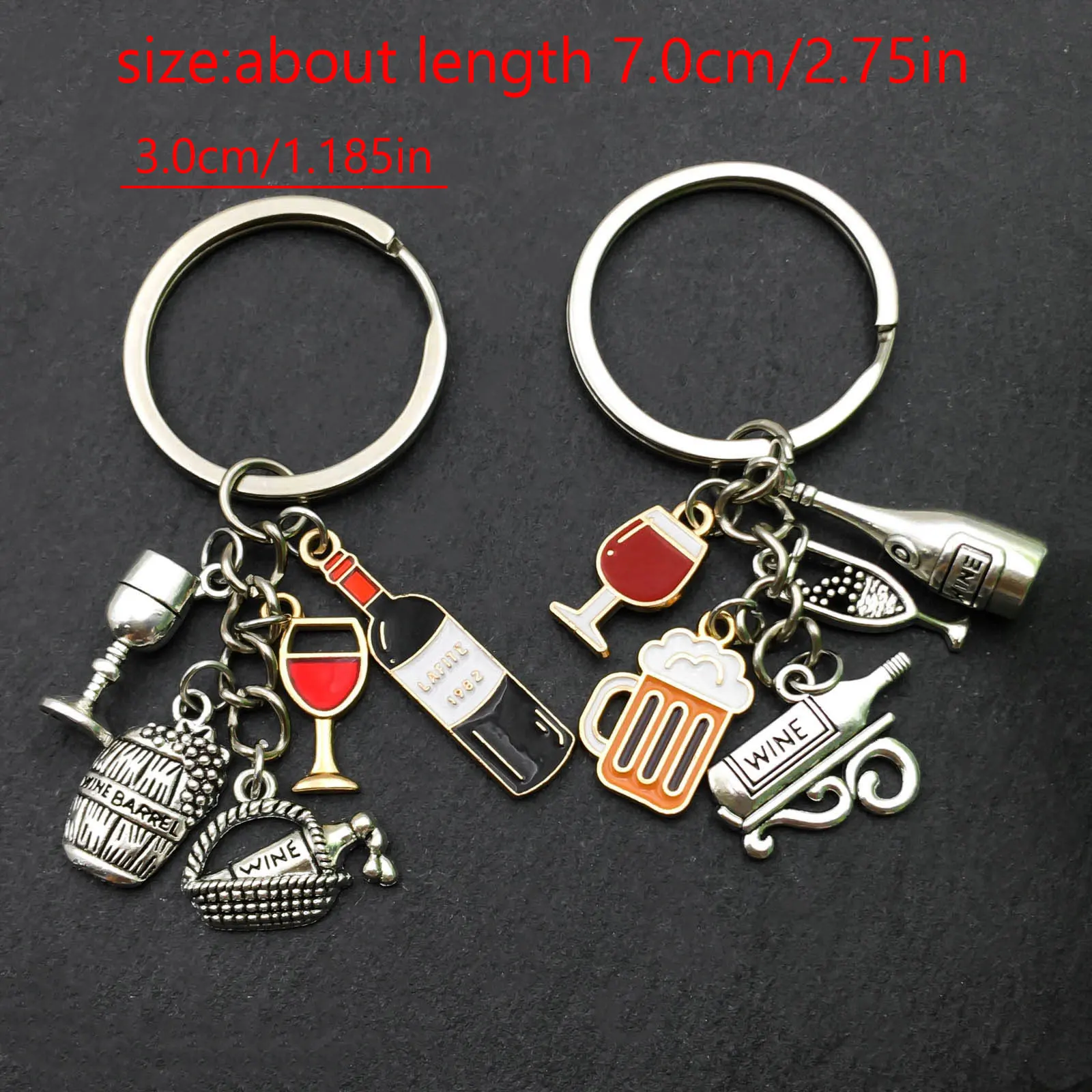 1Pc Metal Enamel Keychain For Men, Red Wine Glass Keychain For Wine Enthusiast, Party Holiday Gift