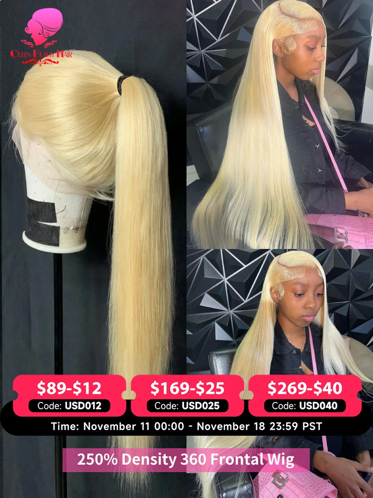 38 Inches 250 Density 360 Lace Frontal Wigs Straight Lace Frontal Wig 13x4 13x6 Blonde 613 Lace Front Human Hair Wigs For Women