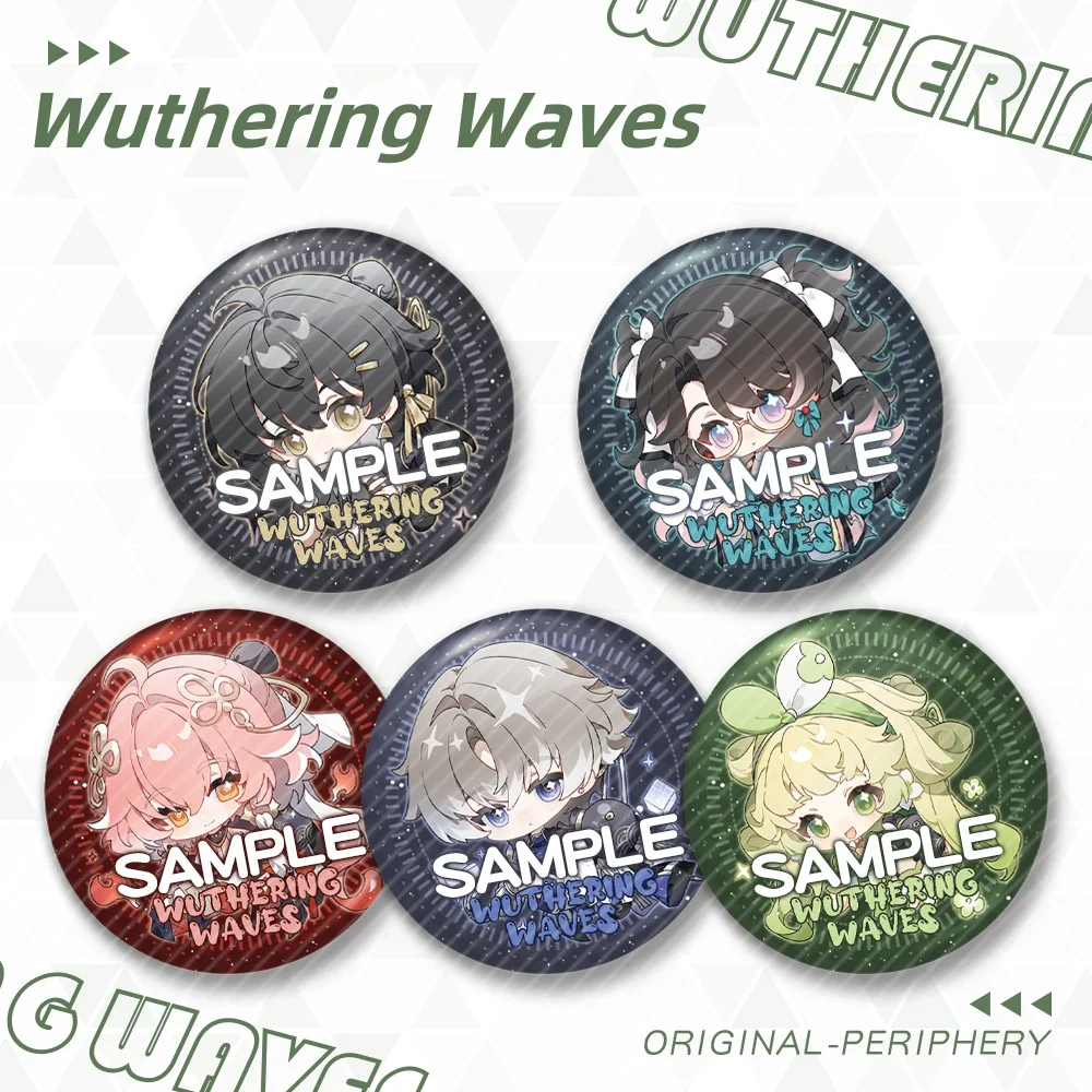 Wuthering Waves Game Laser Matte Badge, Changli, Xiangli, Yao, Zhezhi, Verina, Pin de Anime de dibujos animados lindo, broche, regalo de joyería, nuevo