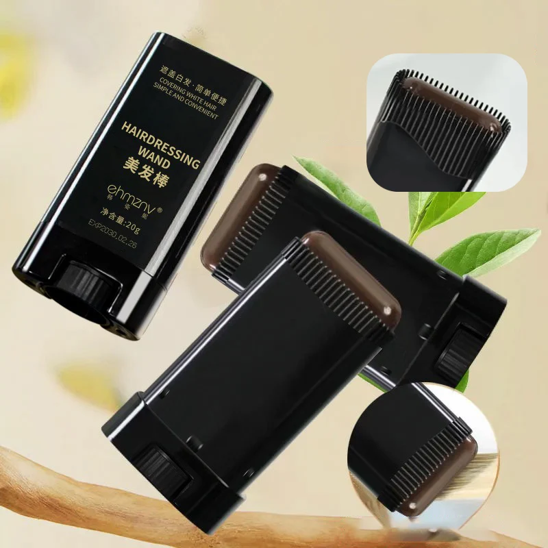 عصا صبغ الشعر مع مشط 2 في 1 تلوين الشعر المؤقت أسود بني قهوة طويلة الأمد مغطاة الشعر الأبيض قلم شعري قابل للغسل #2