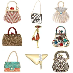 Enamel Handbag Brooches for Women Unisex Ladies Bag Pins Office Party Friend Gifts Jewelry Accessories