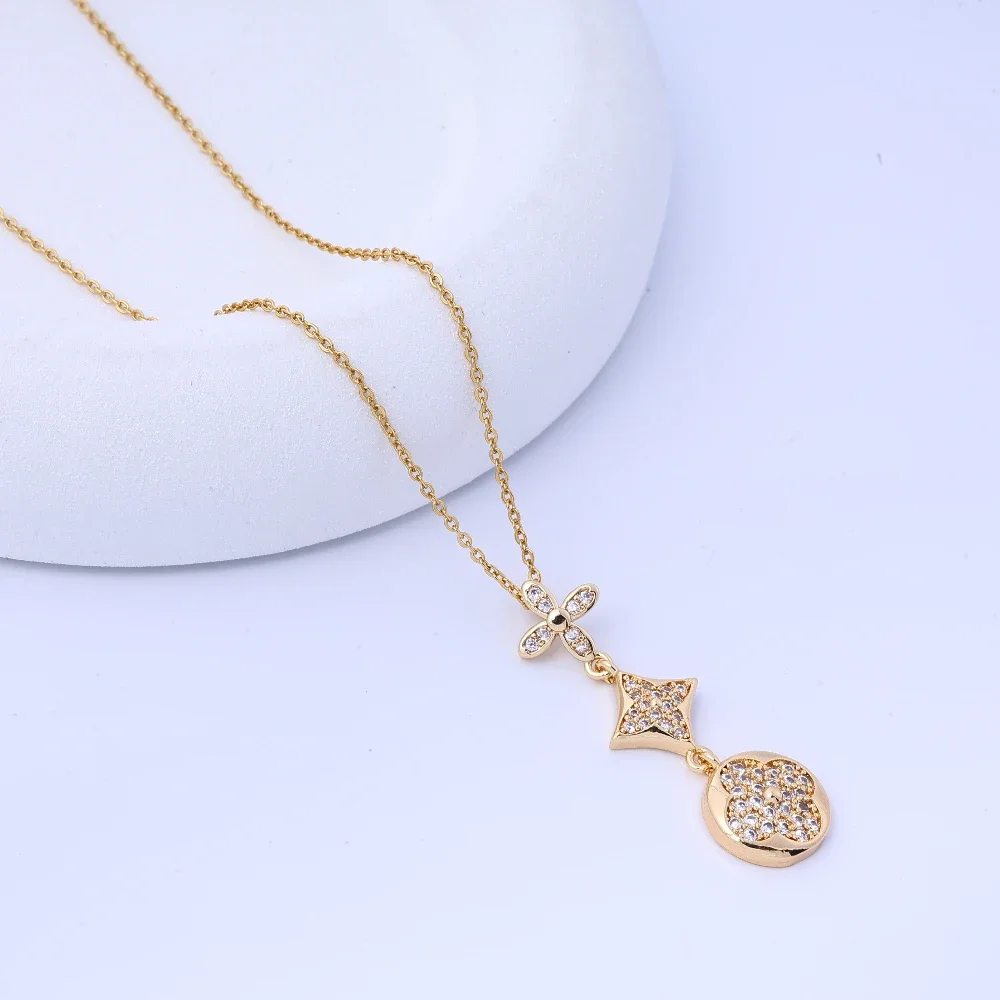 티타늄 스틸 라이트 럭셔리 풀 다이아몬드 해피 플래닛 도금 여성용 행운의 인터넷 연예인 쇄골 체인 목걸이