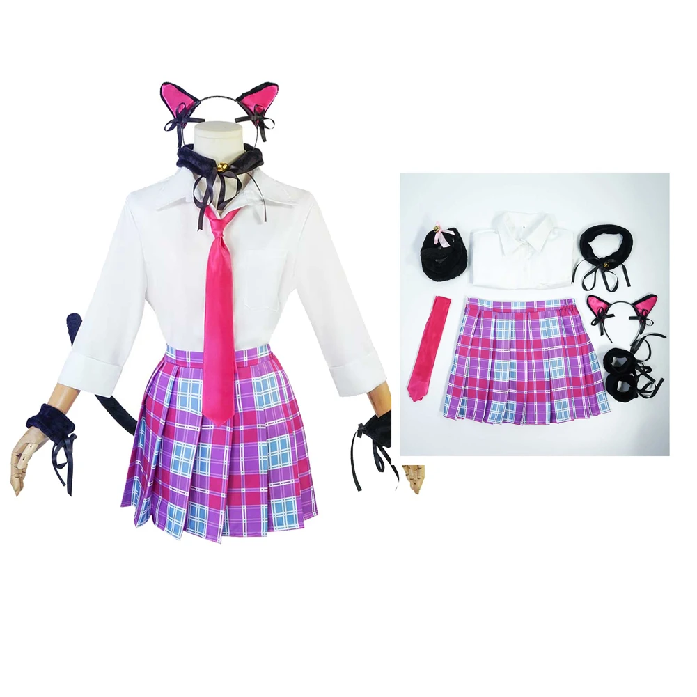 

Anime Dress-Up Roleplay Clothing Kitagawa Marin JK Cosplay Costume Cat Girls Headband Shirt Skirt Tie Halloween Party Women Suit