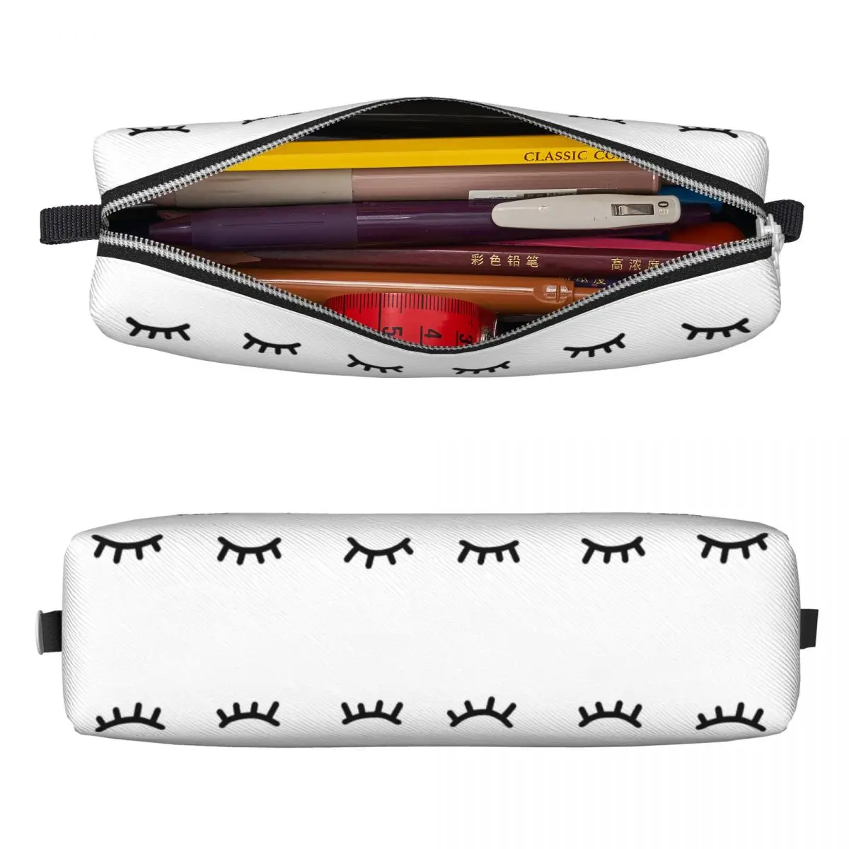 Fun Eyelash Closed Eyes Pencil Cases Pencil Pouch Pen for Student Big Capacity Bags Students School Zipper Stationery