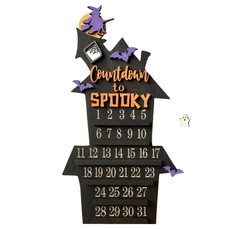 Halloween Countdown Calendar Black Wood Calendar Witches Halloween Home Decor Wall