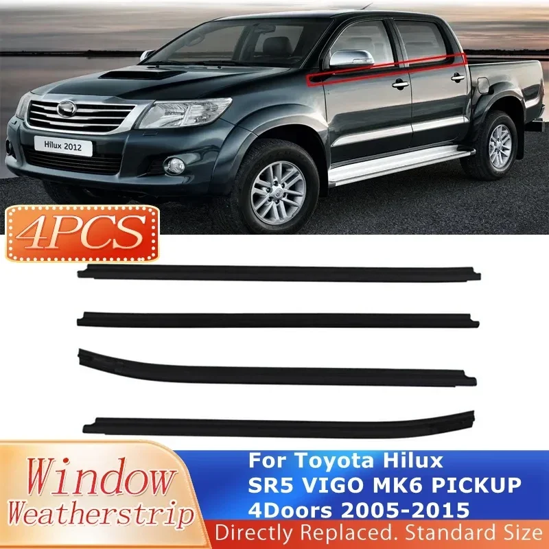 لتويوتا هايلكس SR5 فيجو MK6 بيك اب 4 أبواب 2005-2015 نافذة السيارة صب تقليم السير الوقائي ختم حزام المطاط شرائط عزل #1