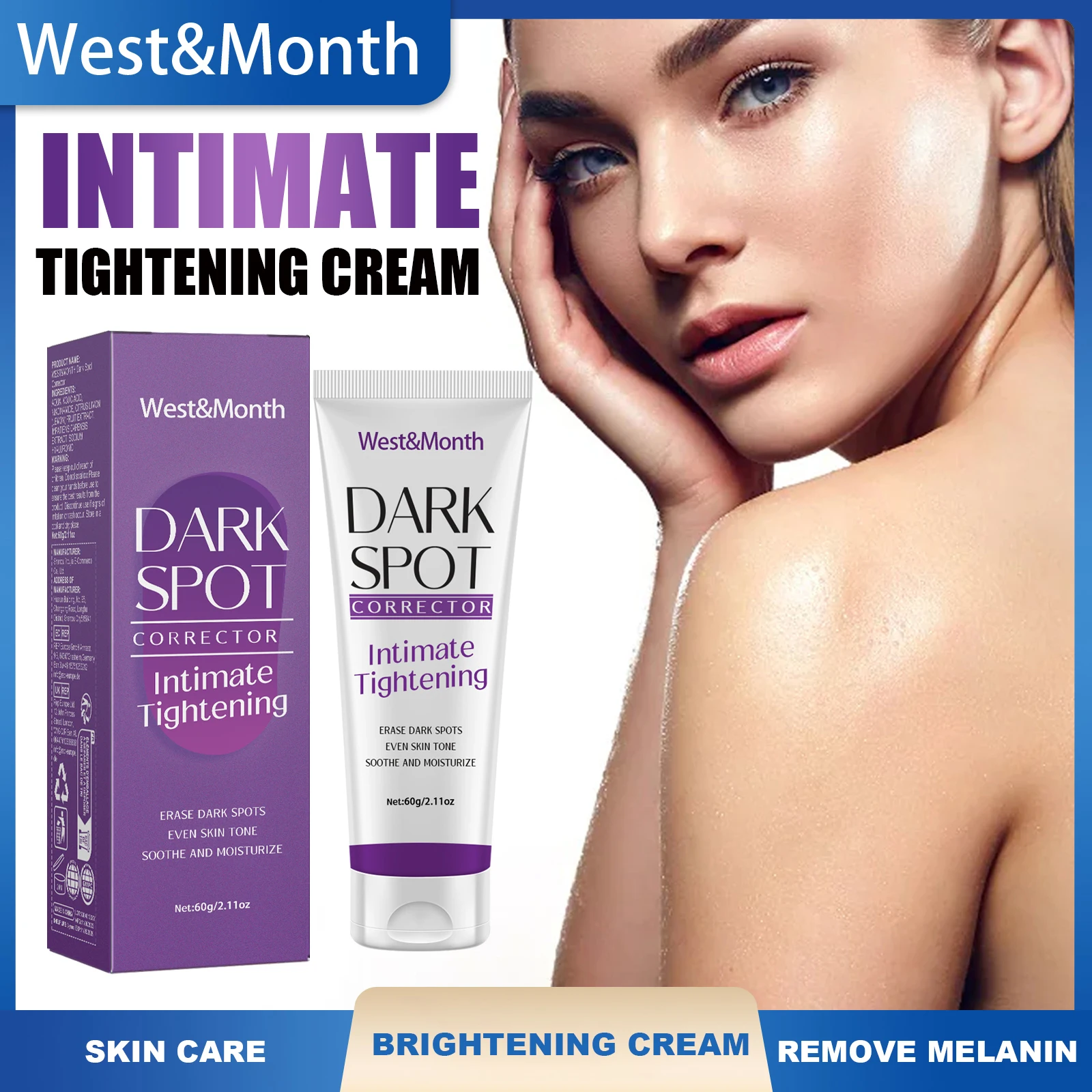 

Body Whitening Lotion Dark Spot Remover For Underarms Knees Elbows Melanin Bleaching Lightening Skin Moisturizing Cream 60g