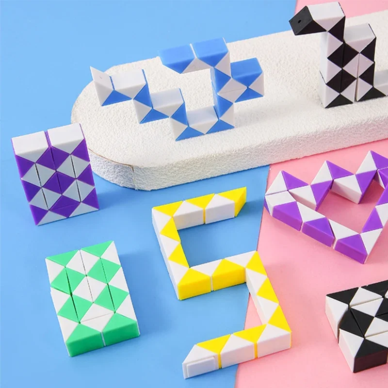 6/12Pcs Folding Magic Snake Ruler 21CM Puzzle Antistress Cube Educational Toy Kids Birthday Party Favor Goodie Bag School Reward