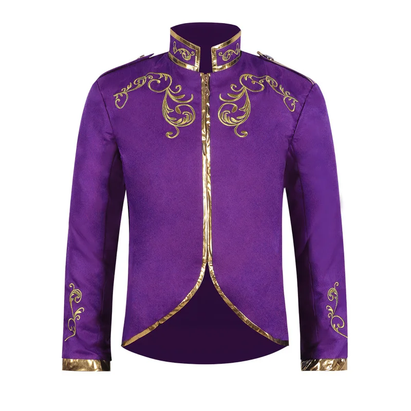 2024 novo branco halloween gola de moda jaqueta para homem, roxo tribunal medieval príncipe ouro bordado terno jaquetas esportivas