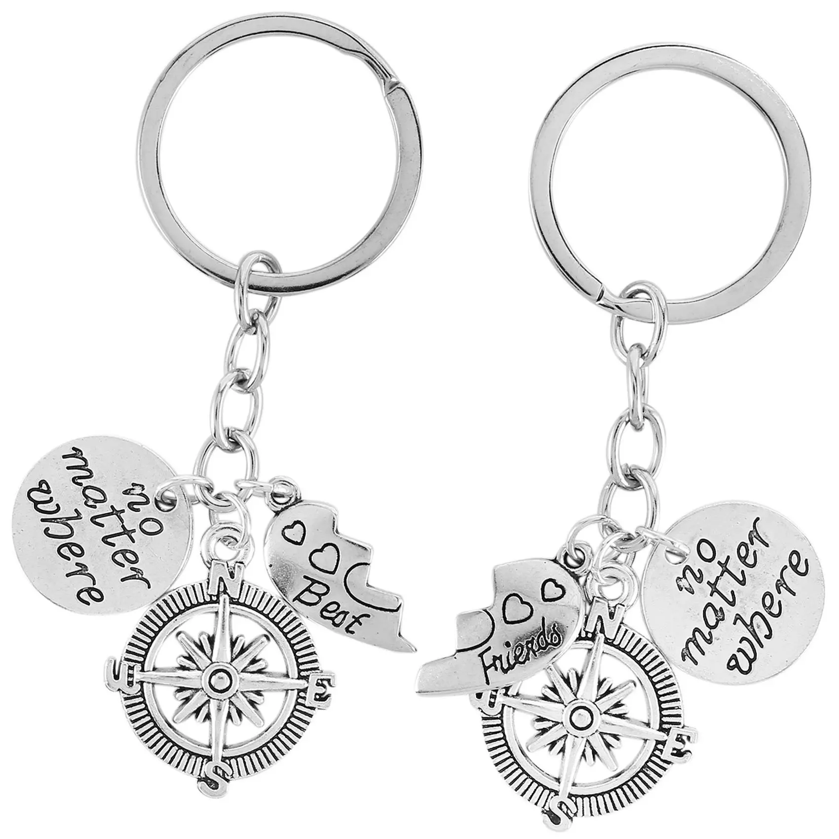 N93R BBF Best Friends Keychains Friendship Love Gift Keyrings For Women (2Pcs)